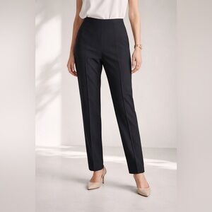 Gunex Womens Dress Pants Sz 12 Black Wool Tapered Leg Side Zip Italy Luxury